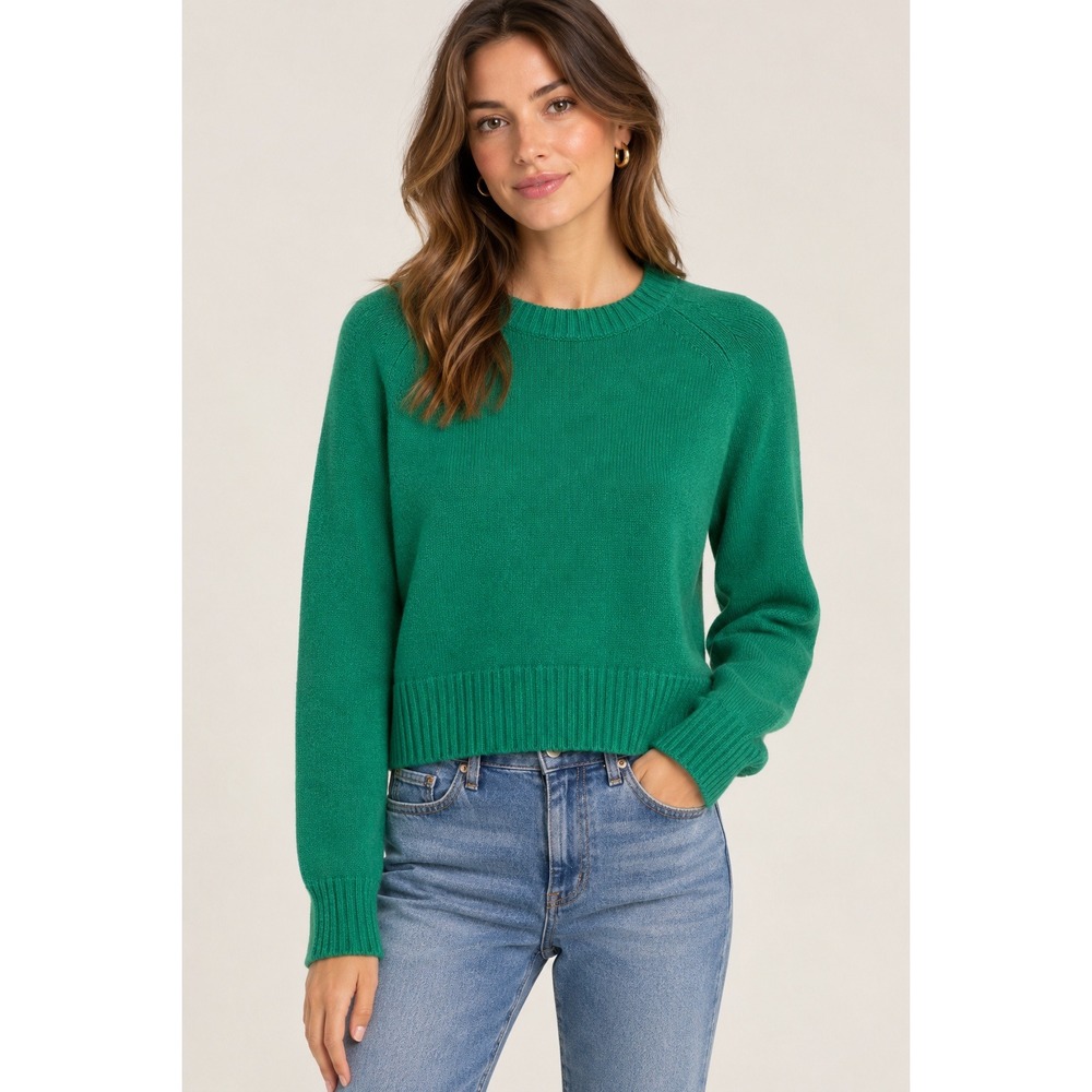 Everlane The Cashmere Boxy Crew Sweater in Bright Jade Kelly Green Size Small